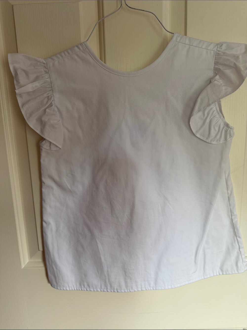 White Ruffled Sleeve Cotton Top
